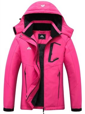 MOERDENG Women's Ski Jacket Waterproof Winter Coat Hooded Snowboarding Jacket